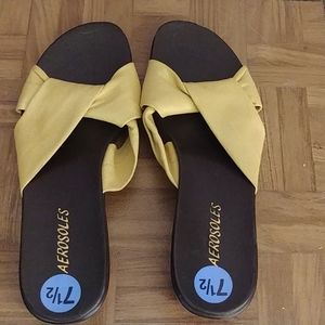 Genuine leather slide sandals